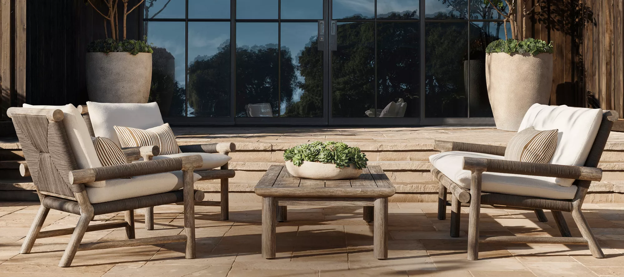 Premium Lindon Teak āra dīvānu komplekts|Hovina mēbeles