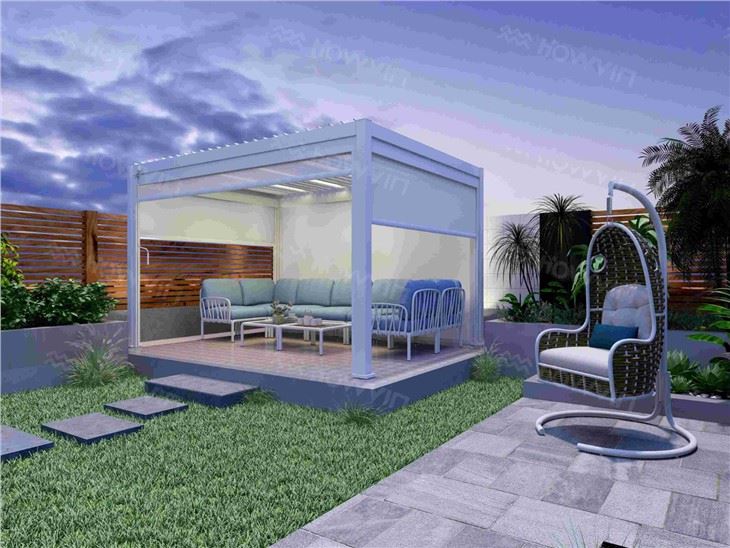 Howvin Outdoor Pergola With Retractable Canopy Courtyard Aluminum Alloy Grape Frame Outdoor Garden Pergola Sunshade Room