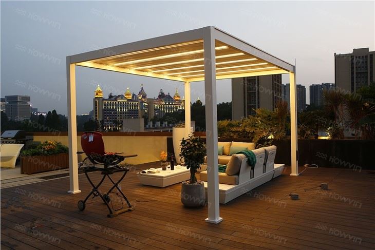 Howvin Outdoor Pergola With Retractable Canopy Courtyard Aluminum Alloy Grape Frame Outdoor Garden Pergola Sunshade Room